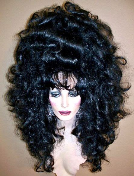 Drag Queen Big Double Wig Teased Out Tall Cher Look Lots Of Black Curls