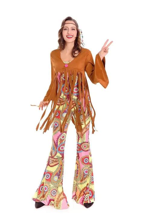 Ladies 1960s Woodstock Harmony Hippie Fancy Dress Costume