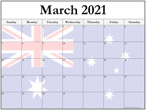 2021 March April Australia Calendar Free Printable Calendar Monthly