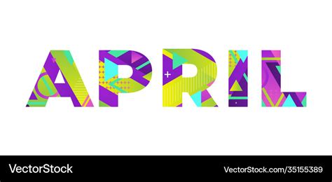 April Concept Retro Colorful Word Art Royalty Free Vector