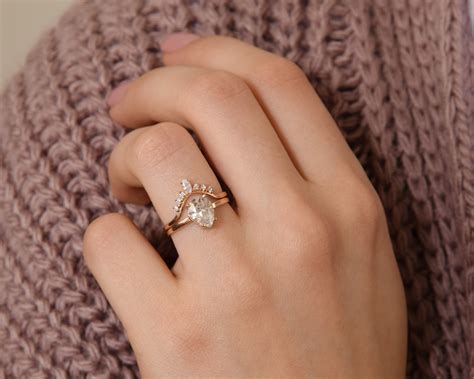 Unique Promise Rings Set For Her Simple And Dainty 14k Rose Etsy Uk