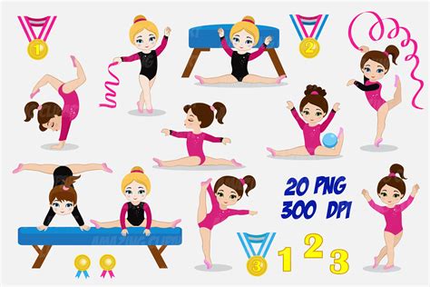gymnastics clipart gymnast girls graphic by alefclipart · creative fabrica