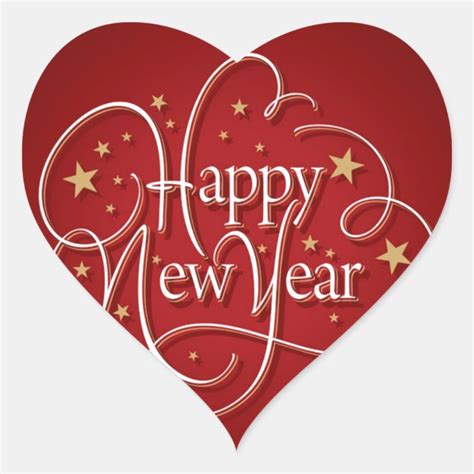 Happy New Year Heart Sticker