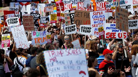 Thousands gather to protest Trump in the UK