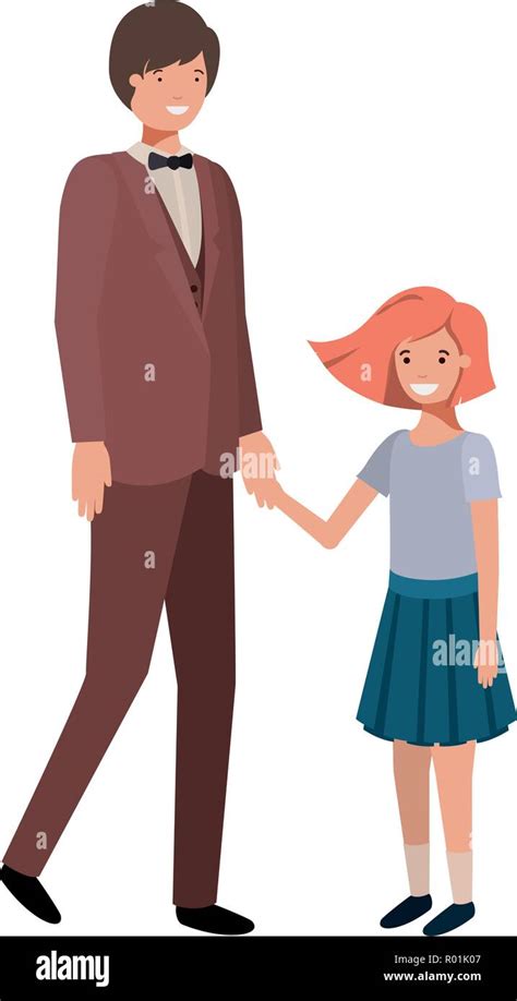 Padre E Hija Avatar Personaje Ilustración Vectorial Diseño Imagen