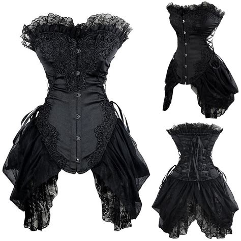 Black Overbust Waist Trainer Corsets Corset Dress Steampunk Gothic