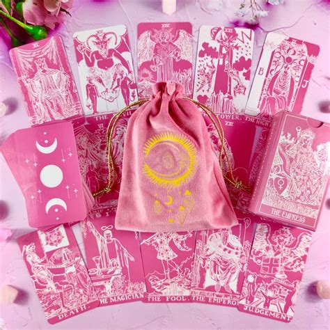 Tarot Deck Pink Borderlessplastic Tarot Cards 78 T Set Etsy In
