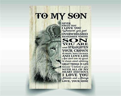 Lion Canvas Poster To My Son Never Forget That I Love You I Etsy