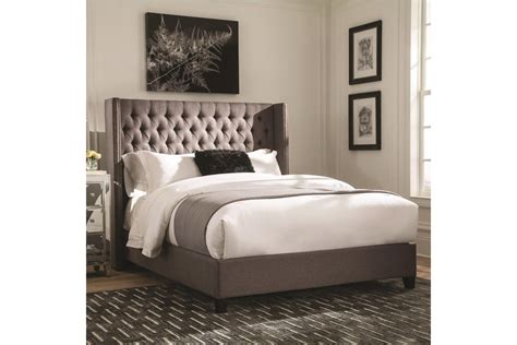 Scott Living Benicia Grey Upholstered Queen Bed At Gardner White