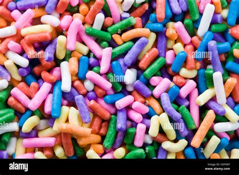 Macro Of Rainbow Sprinkles Or Jimmies Stock Photo Alamy