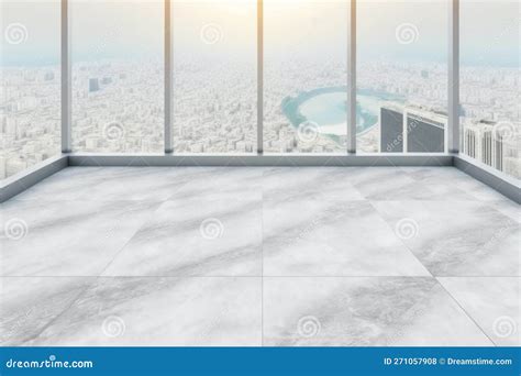 Business And Design Concept Empty Marble Floor And Window With