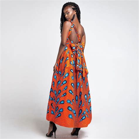 Hot Selling Sexy Maxi Peacock Printed African Kitenge Dress Designs