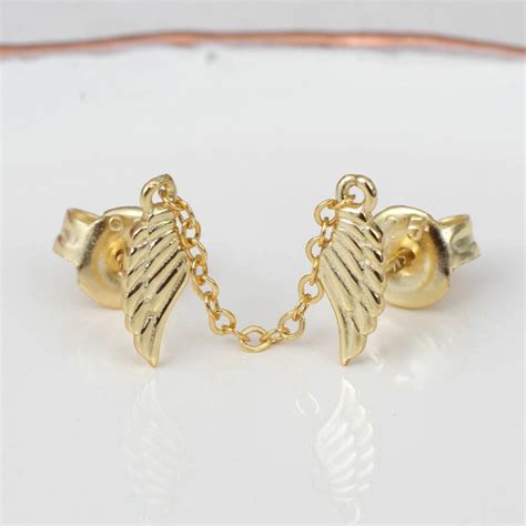 Sterling Silver Or 18ct Gold Plated Double Piercing Angel Wing Earrings