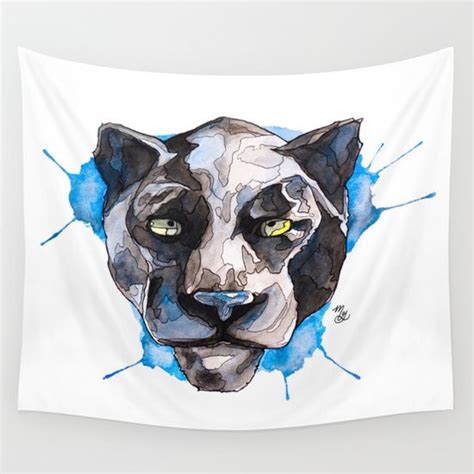 Panther Watercolor Painting Tapestry Wall Tapestry Painting