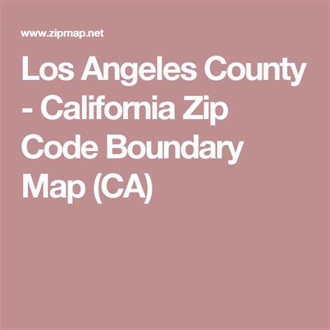 Los Angeles County California Zip Code Boundary Map Ca Los