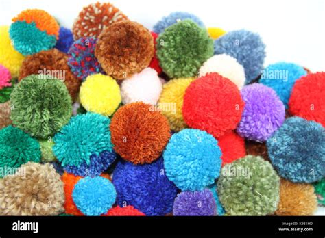 Tassels And Pompoms Wool Handicrafts Bijouterie Pearls Stock Photo
