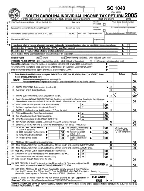 Check spelling or type a new query. 2005 Form SC DoR SC1040 Fill Online, Printable, Fillable, Blank - pdfFiller