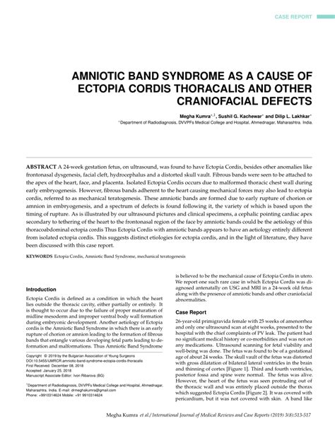 Pdf Amniotic Band Syndrome As A Cause Of Ectopia Cordis Thoracalis