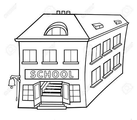 School Building Clipart Black And White