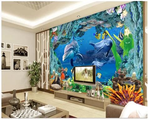 Custom Photo Murals Wallpapers For Walls 3 D Underwater World Mural