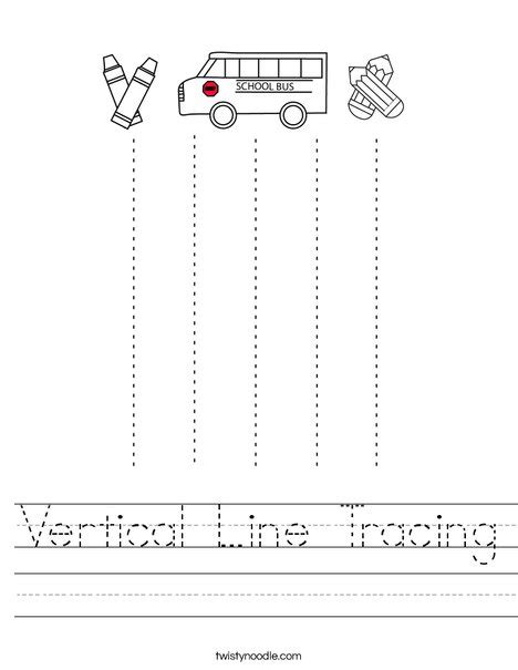 Vertical Line Tracing Coloring Page Twisty Noodle Vertical Line