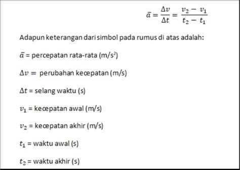 Rumus Percepatan Pengertian Dan Contoh Soalnya