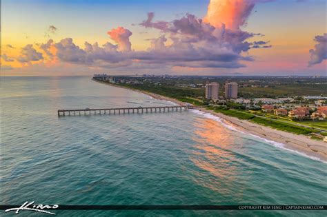 Juno Beach Pier Aerial Photo From North Royal Stock Photo