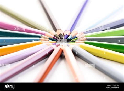 Rainbow Colored Pencils Close Up Stock Photo Alamy