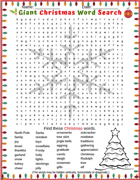 Hard Christmas Word Search Printable