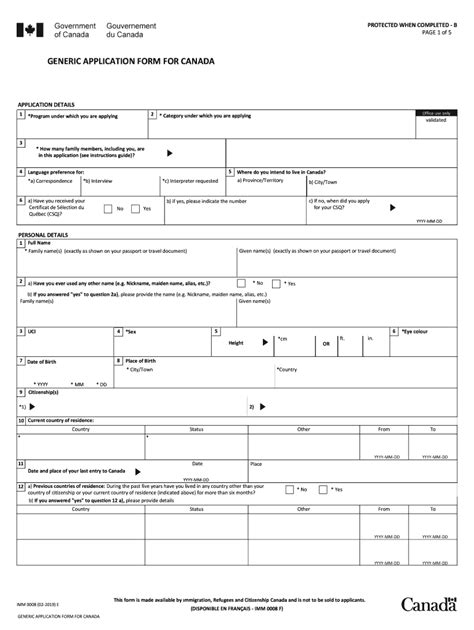 Generic Application Form For Canada Imm 0008 Fill Out And Sign Online