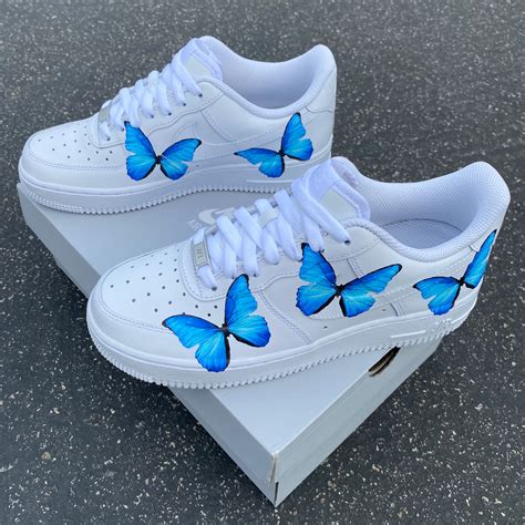 Custom Nike Air Force 1 Blue Butterfly Blvdcustom