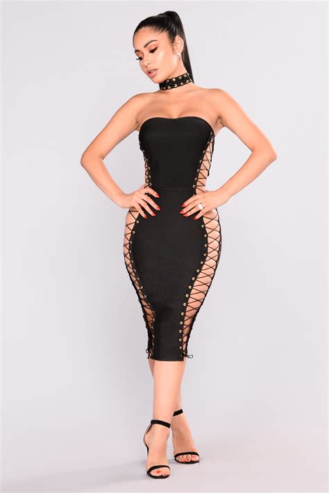 Sexy Stacey Lace Up Dress Black