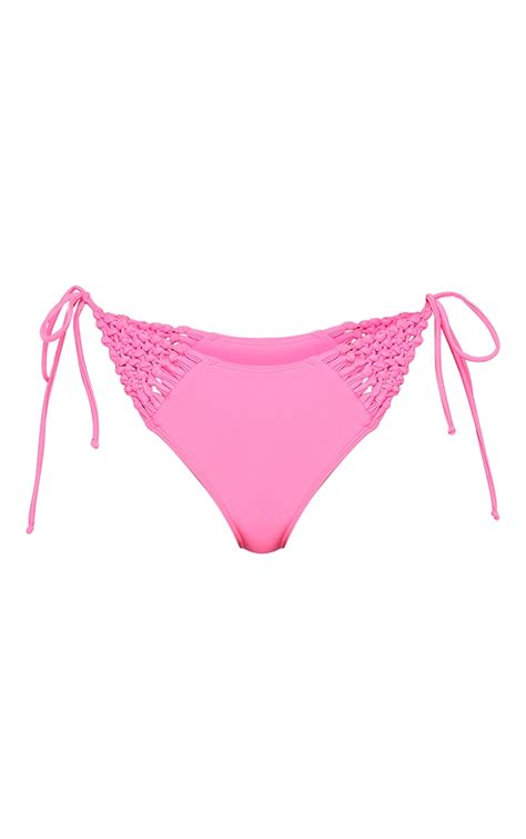 Pink Crochet Tanga Bikini Bottom Swimwear Prettylittlething Ksa