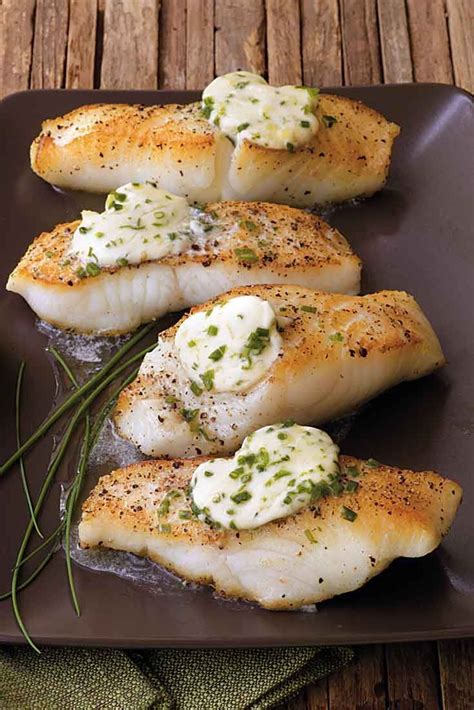 Pan Roasted Sea Bass With Chive Garlic Compound Butter Cooked In A Cast Iron Skillet Low Carb