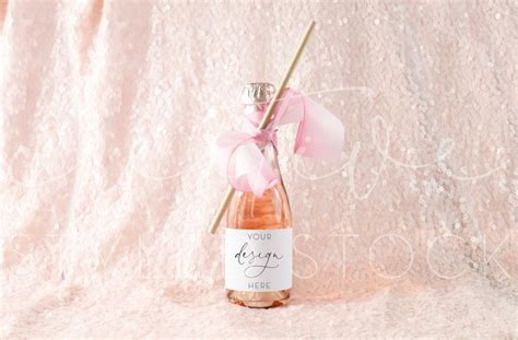 Reviews for photos of pink champagne mocktail. Mini Champagne Bottle Mock Up - Styled Stock Photography - Pink Champagne - Rosé - Straw ...