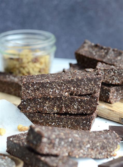 Chocolate Chia Energy Bars No Bake Vegan Delicious