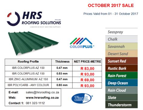 Roof Sheeting Prices October 2017 Ibr And Corrugated Roof Sheet Prices