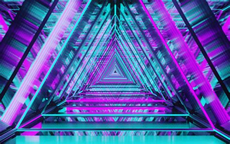 Download Wallpapers Triangles Abstract Art Creative Tunnel Colorful