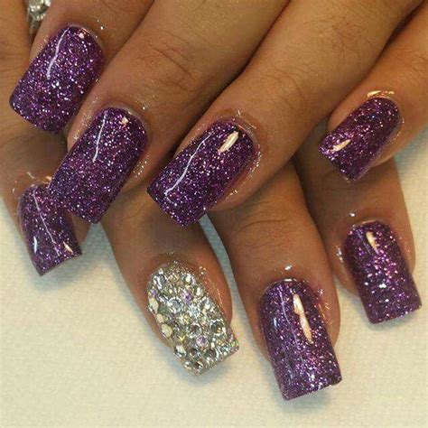 Dazzling Purple Sliver Nails Purple Glitter Nails Purple Nail Art