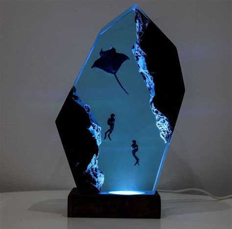 Manta Rays And Divers Night Light Lamp Diver Lamps Etsy In 2022