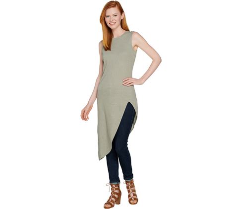 Lisa Rinna Collection Sleeveless Asymmetric Hem Rib Knit Tunic Page 1