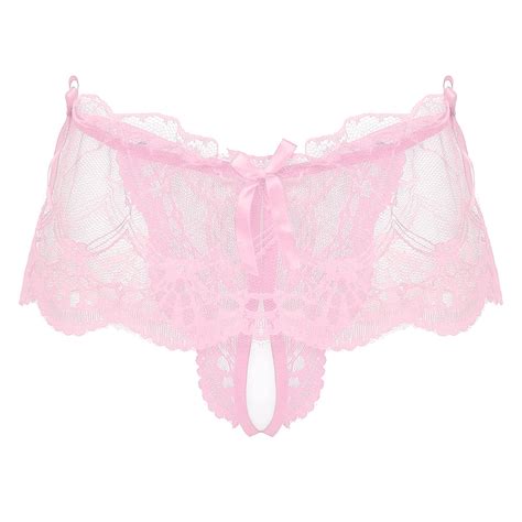 Buy Mens Sissy Panties Sheer Lace Skirted G String Bikini Briefs Thong Crossdressing Underwear