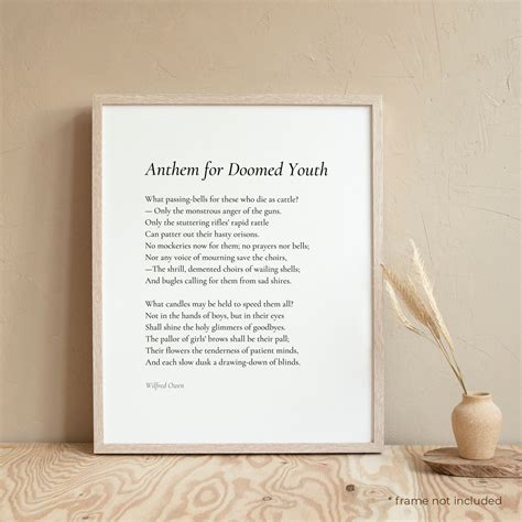 Anthem For Doomed Youth By Wilfred Owen Poem Print Poetry Etsy