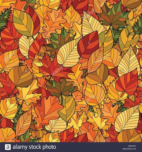 Abstract Doodle Autumn Leaves Seamless Pattern Stock Vector Image And Art