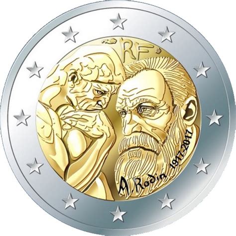 2 Euros Francia 2017 Auguste Rodin Numismática Carlos Pérez