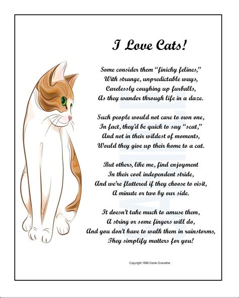 I Love Cats Digital Download Cat Lovers Poem Cat Poem Print Etsy Australia