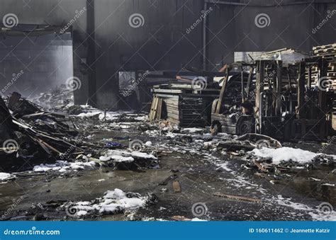 Twisted Burnt Rubble From Warehouse Fire Stock Photo Image Of Trash