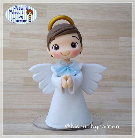 Topo Anjo Angelito En Porcelana Fria Angeles Para Bautizo Manualidades