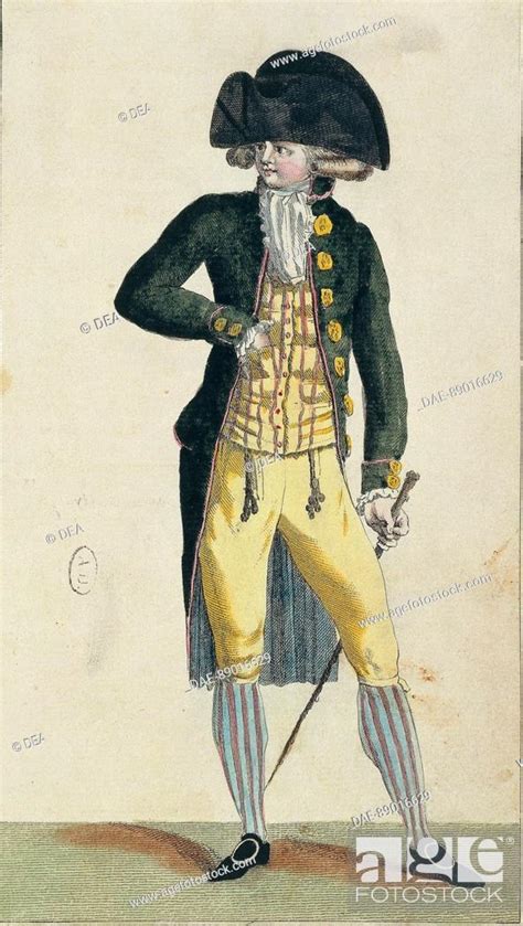 Fashion France 18th Century Men S Fashion Plate Print By Defraine And Duhamel 1787 Stock