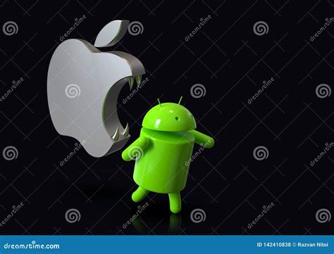 Apple Ios Vs Android Competition Symbol Logo Characters Editorial